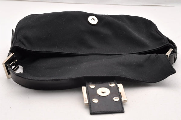Authentic FENDI Mamma Baguette Shoulder Hand Bag Jersey Leather Black 6554I