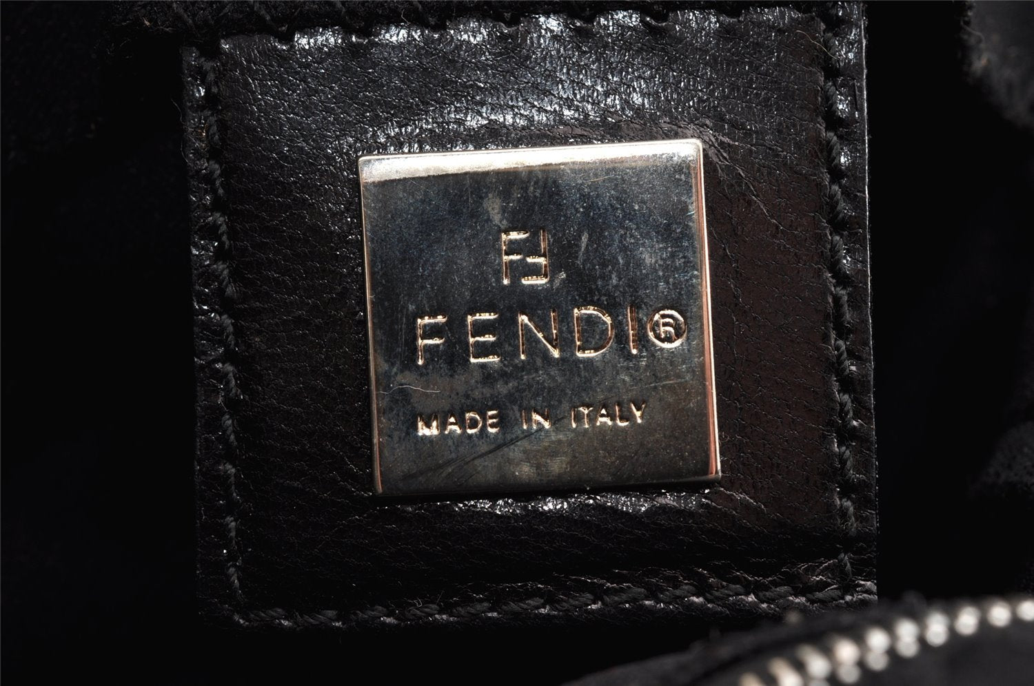 Authentic FENDI Mamma Baguette Shoulder Hand Bag Jersey Leather Black 6554I