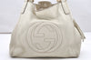 Authentic GUCCI SOHO Tassel Shoulder Tote Bag GG Leather 282309 White 6554K