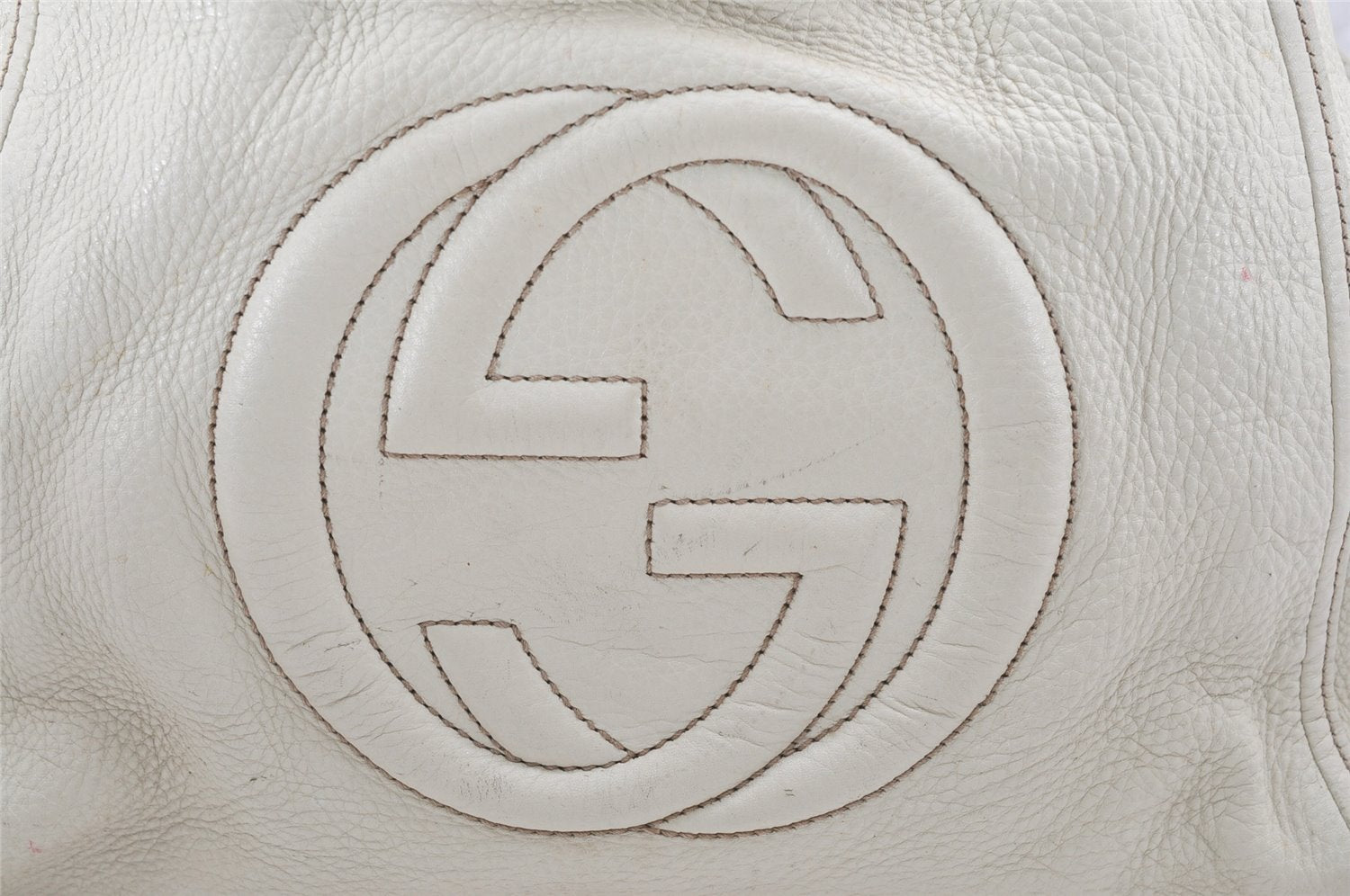 Authentic GUCCI SOHO Tassel Shoulder Tote Bag GG Leather 282309 White 6554K