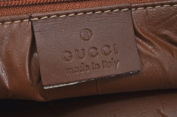 Authentic GUCCI Web Sherry Line Shoulder Bag GG Canvas Leather Brown 6555H