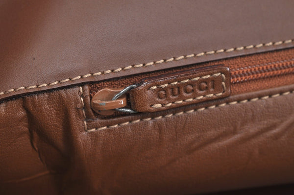 Authentic GUCCI Web Sherry Line Shoulder Bag GG Canvas Leather Brown 6555H