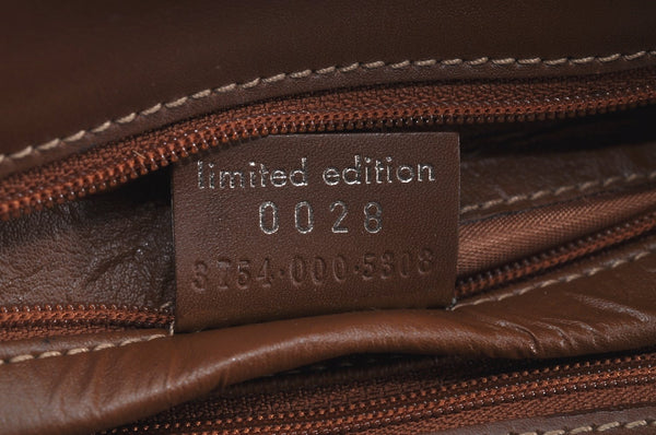 Authentic GUCCI Web Sherry Line Shoulder Bag GG Canvas Leather Brown 6555H