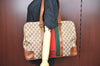 Authentic GUCCI Web Sherry Line Shoulder Bag GG Canvas Leather Brown 6555H