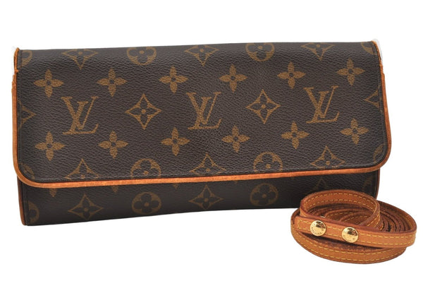 Authentic Louis Vuitton Monogram Pochette Twin GM Shoulder Bag M51852 LV 6555K