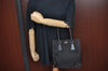 Authentic PRADA TESSUTO VITEL Nylon Leather Tote Hand Bag BN0280 Black 6556I