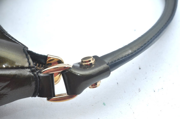 Authentic GUCCI Vintage Abbey Shoulder Hand Bag Enamel 189833 Khaki Green 6557J