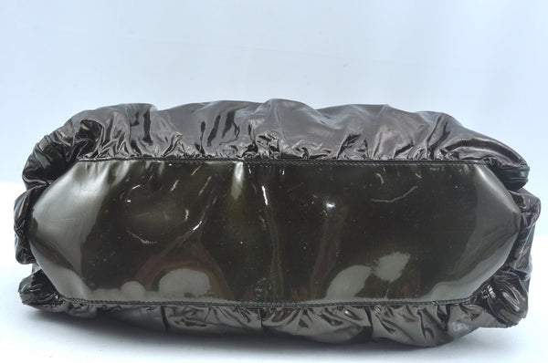 Authentic GUCCI Vintage Abbey Shoulder Hand Bag Enamel 189833 Khaki Green 6557J