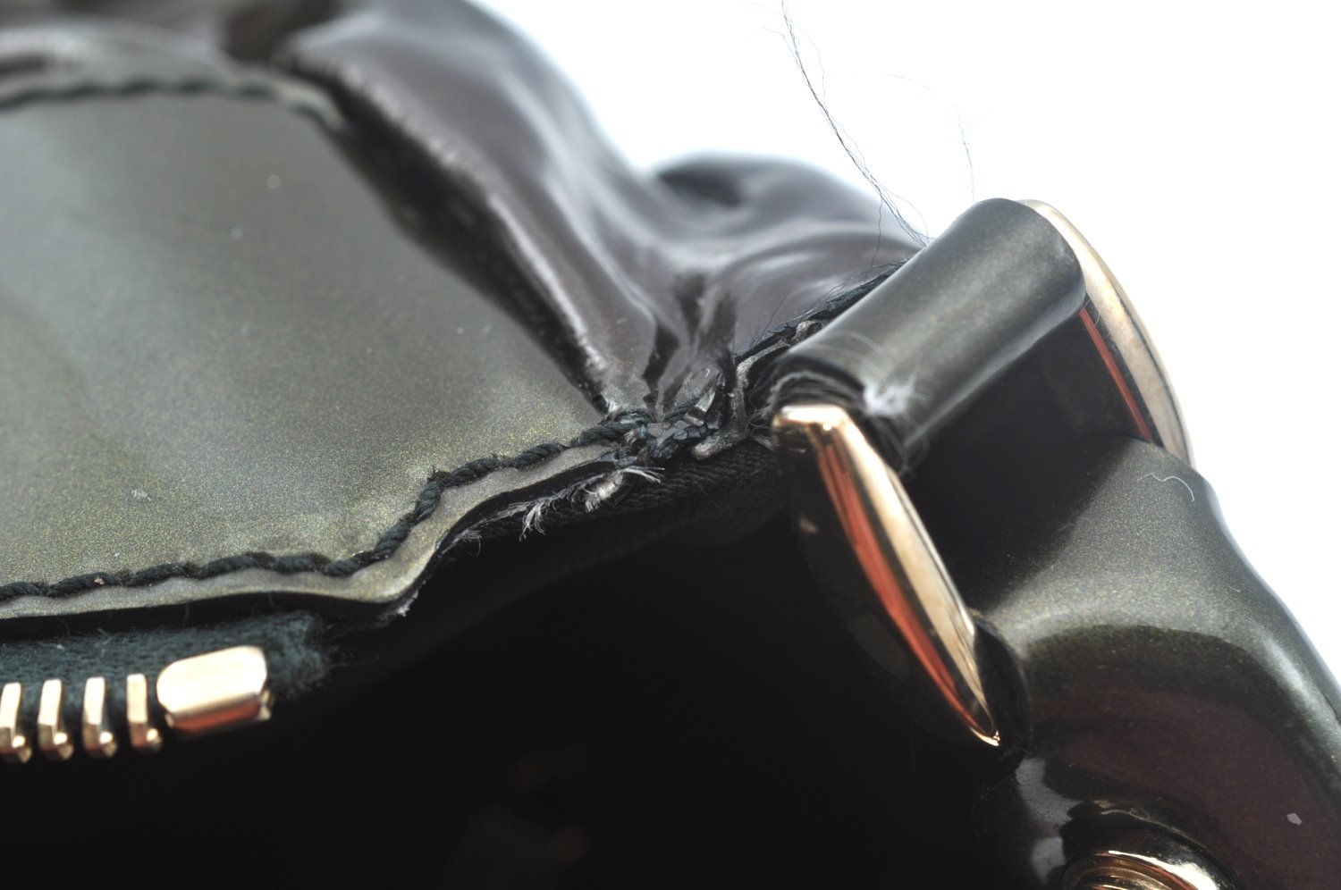 Authentic GUCCI Vintage Abbey Shoulder Hand Bag Enamel 189833 Khaki Green 6557J