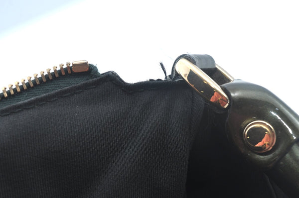 Authentic GUCCI Vintage Abbey Shoulder Hand Bag Enamel 189833 Khaki Green 6557J