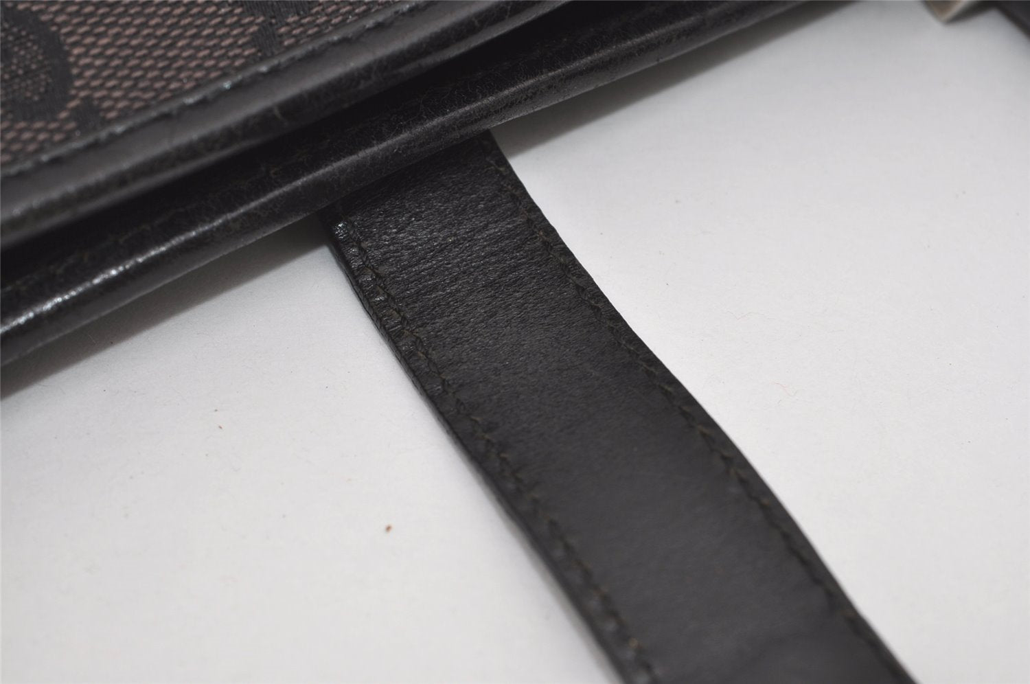 Authentic GUCCI Jackie Hand Tote Bag GG Canvas Leather 0021064 Black 6559I