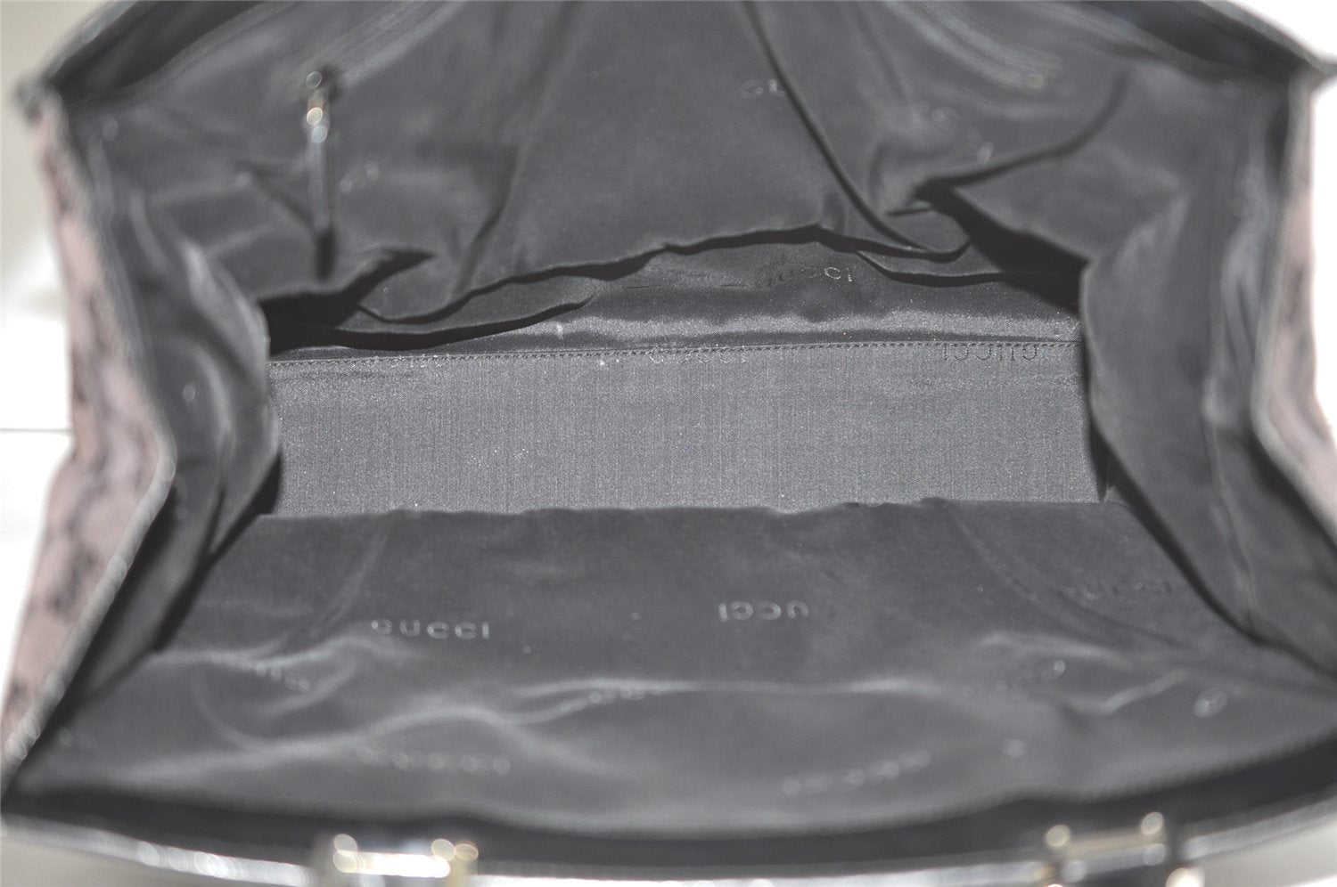 Authentic GUCCI Jackie Hand Tote Bag GG Canvas Leather 0021064 Black 6559I