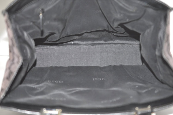 Authentic GUCCI Jackie Hand Tote Bag GG Canvas Leather 0021064 Black 6559I