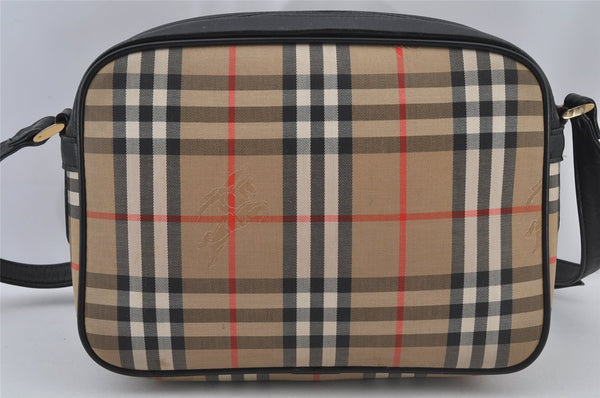 Authentic Burberrys Nova Check Shoulder Cross Bag Canvas Leather Beige 6559J