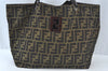 Authentic FENDI Vintage Zucca Hand Tote Bag Nylon Leather Brown 6560J