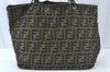 Authentic FENDI Vintage Zucca Hand Tote Bag Nylon Leather Brown 6560J