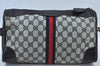 Authentic GUCCI Web Sherry Line Shoulder Cross Bag GG PVC Leather Navy 6561G