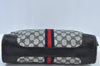 Authentic GUCCI Web Sherry Line Shoulder Cross Bag GG PVC Leather Navy 6561G