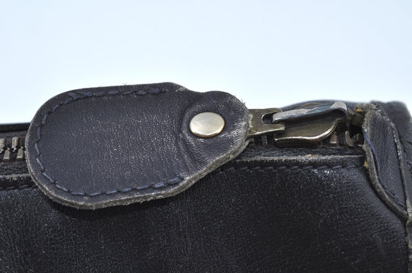 Authentic GUCCI Web Sherry Line Shoulder Cross Bag GG PVC Leather Navy 6561G
