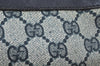 Authentic GUCCI Web Sherry Line Shoulder Cross Bag GG PVC Leather Navy 6561G