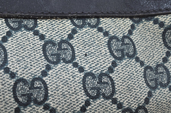 Authentic GUCCI Web Sherry Line Shoulder Cross Bag GG PVC Leather Navy 6561G
