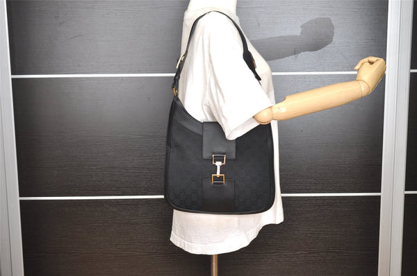 Authentic GUCCI Shoulder Hand Bag Purse GG Canvas Leather 0014129 Black 6561I