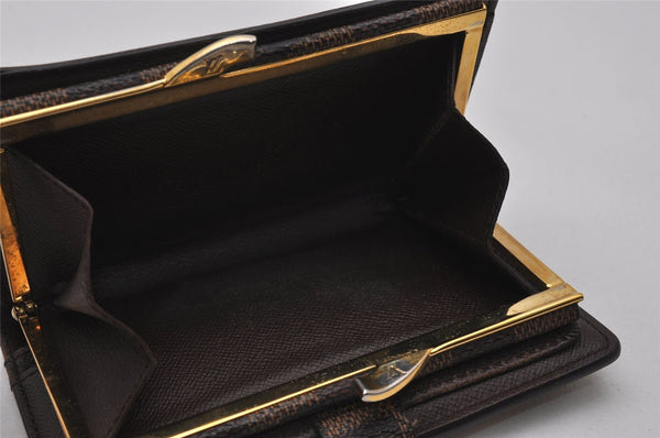Auth Louis Vuitton Damier Porte Monnaie Billets Viennois Wallet N61664 LV 6562I