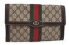 Authentic GUCCI Web Sherry Line Clutch Hand Bag Purse GG PVC Leather Brown 6562J