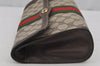 Authentic GUCCI Web Sherry Line Clutch Hand Bag Purse GG PVC Leather Brown 6562J