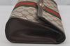 Authentic GUCCI Web Sherry Line Clutch Hand Bag Purse GG PVC Leather Brown 6562J