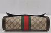 Authentic GUCCI Web Sherry Line Clutch Hand Bag Purse GG PVC Leather Brown 6562J