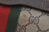 Authentic GUCCI Web Sherry Line Clutch Hand Bag Purse GG PVC Leather Brown 6562J