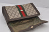 Authentic GUCCI Web Sherry Line Clutch Hand Bag Purse GG PVC Leather Brown 6562J