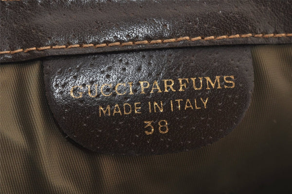 Authentic GUCCI Web Sherry Line Clutch Hand Bag Purse GG PVC Leather Brown 6562J