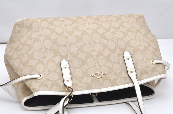 Authentic COACH Signature Shoulder Hand Bag PVC Leather F57842 Beige 6562K