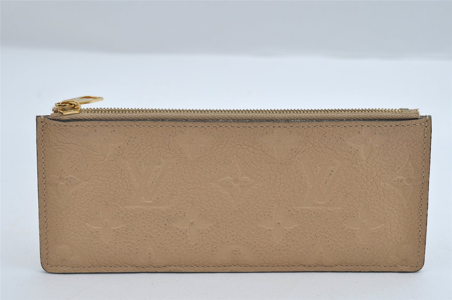 Auth Louis Vuitton Monogram Empreinte Portefeuille Clemence Wallet Beige 6564I