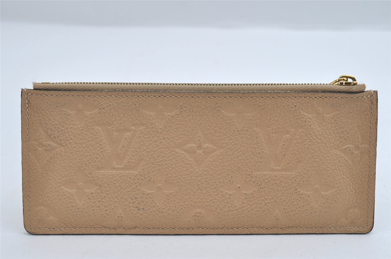 Auth Louis Vuitton Monogram Empreinte Portefeuille Clemence Wallet Beige 6564I