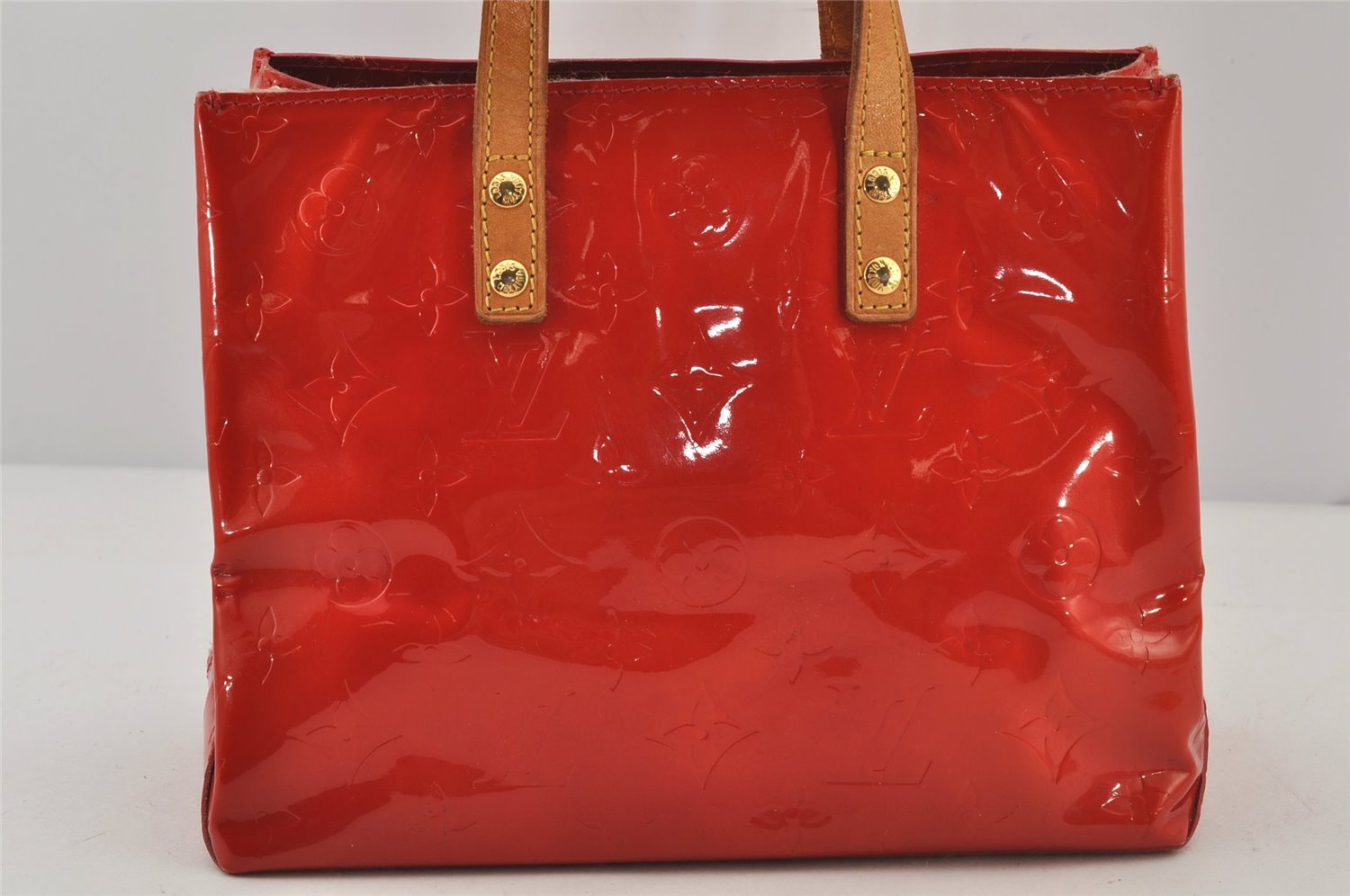 Authentic Louis Vuitton Vernis Reade PM Hand Bag Red M91088 LV 6565J