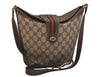 Authentic GUCCI Web Sherry Line Shoulder Cross Bag GG PVC Leather Brown 6567J