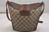 Authentic GUCCI Web Sherry Line Shoulder Cross Bag GG PVC Leather Brown 6567J