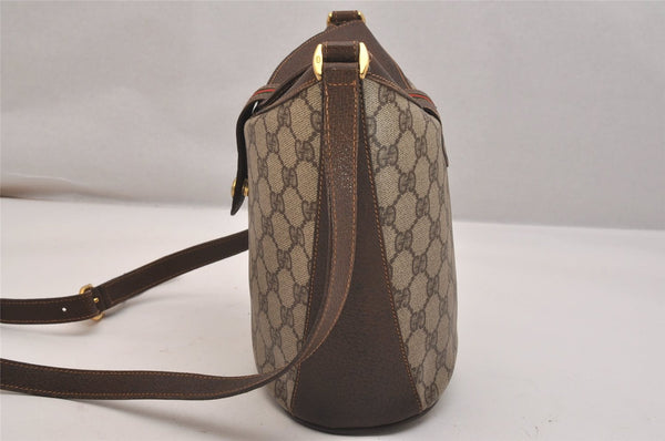 Authentic GUCCI Web Sherry Line Shoulder Cross Bag GG PVC Leather Brown 6567J