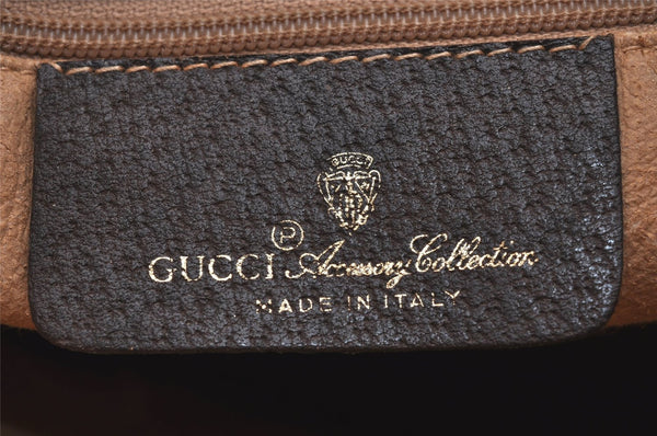 Authentic GUCCI Web Sherry Line Shoulder Cross Bag GG PVC Leather Brown 6567J