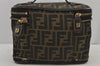 Authentic FENDI Vintage Folding Vanity Hand Bag Purse Nylon Leather Brown 6569J