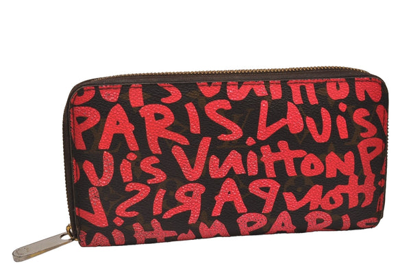 Authentic Louis Vuitton Monogram Graffiti Zippy Wallet Long Pink M93710 LV 6571I