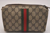 Authentic GUCCI Web Sherry Line 2way Shoulder Pouch GG PVC Leather Brown 6571J