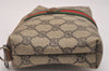 Authentic GUCCI Web Sherry Line 2way Shoulder Pouch GG PVC Leather Brown 6571J