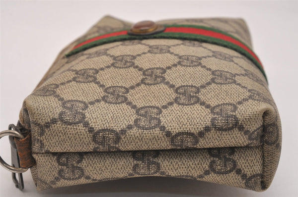 Authentic GUCCI Web Sherry Line 2way Shoulder Pouch GG PVC Leather Brown 6571J