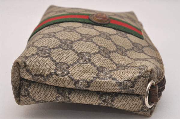 Authentic GUCCI Web Sherry Line 2way Shoulder Pouch GG PVC Leather Brown 6571J