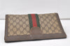 Authentic GUCCI Web Sherry Line Clutch Hand Bag GG PVC Leather Brown Junk 6571K