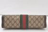 Authentic GUCCI Web Sherry Line Clutch Hand Bag GG PVC Leather Brown Junk 6571K